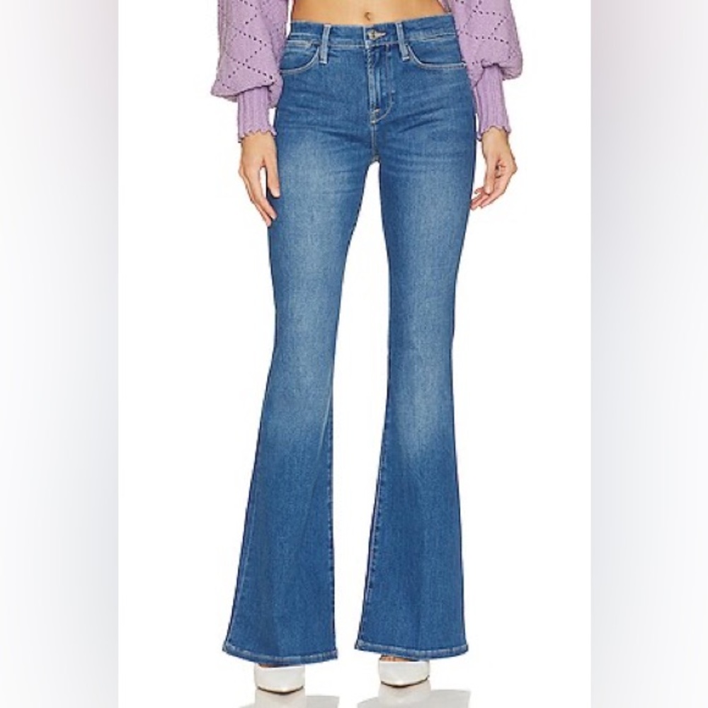 Frame Denim Blue Flare Wide Leg Jeans
